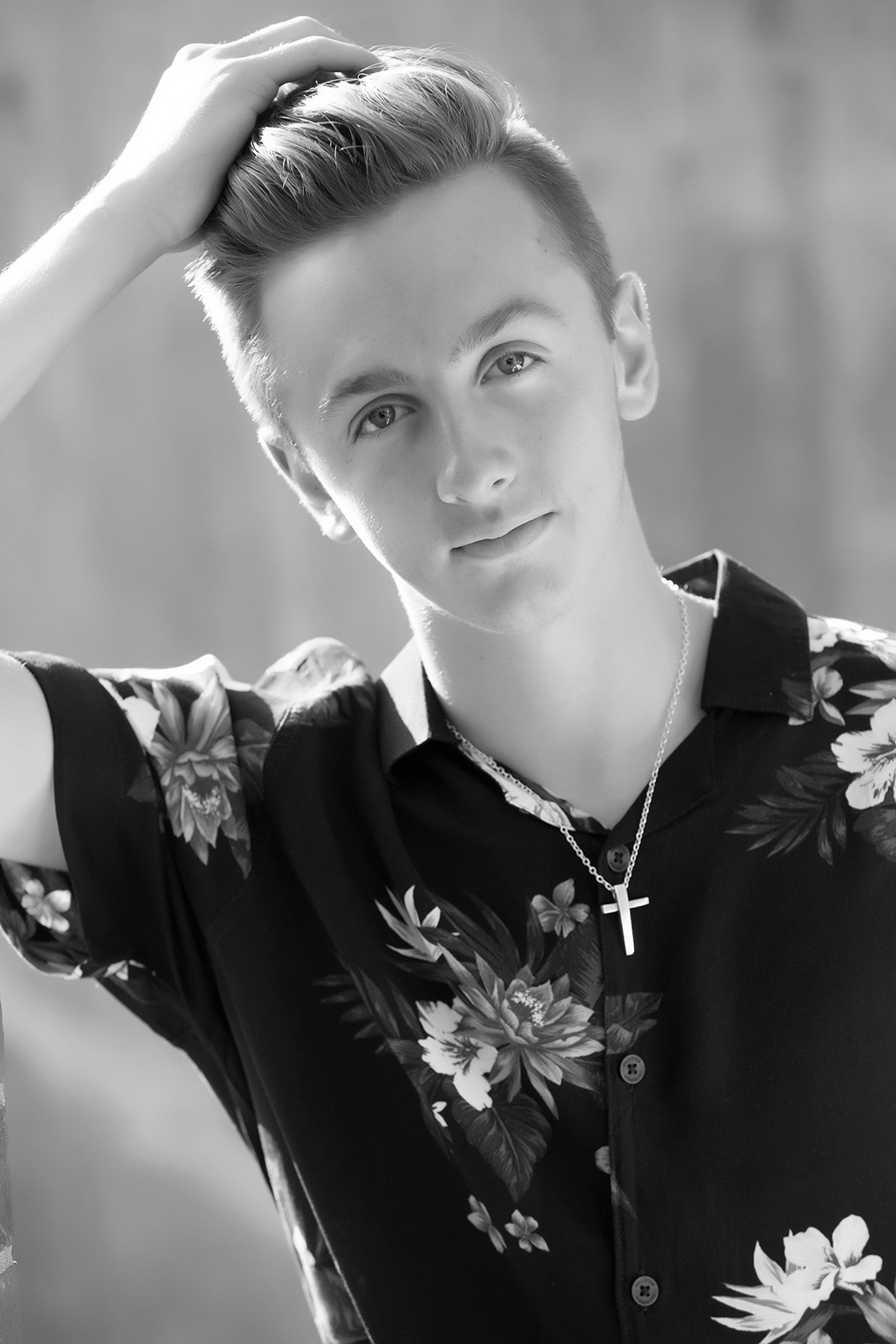 Senior Photo of a boy in an alley downtown Littleton